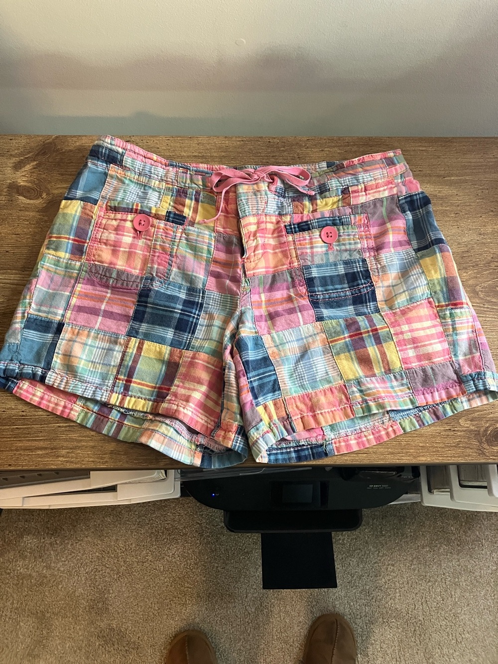 Patchwork Plaid Multicolor Women’s Drawstring Shorts